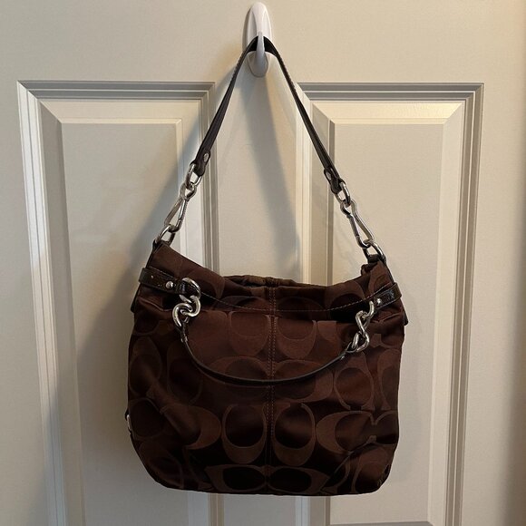 Coach Purse - Brown Jacquard with Silky Lavender Interior - Picture 4 of 6